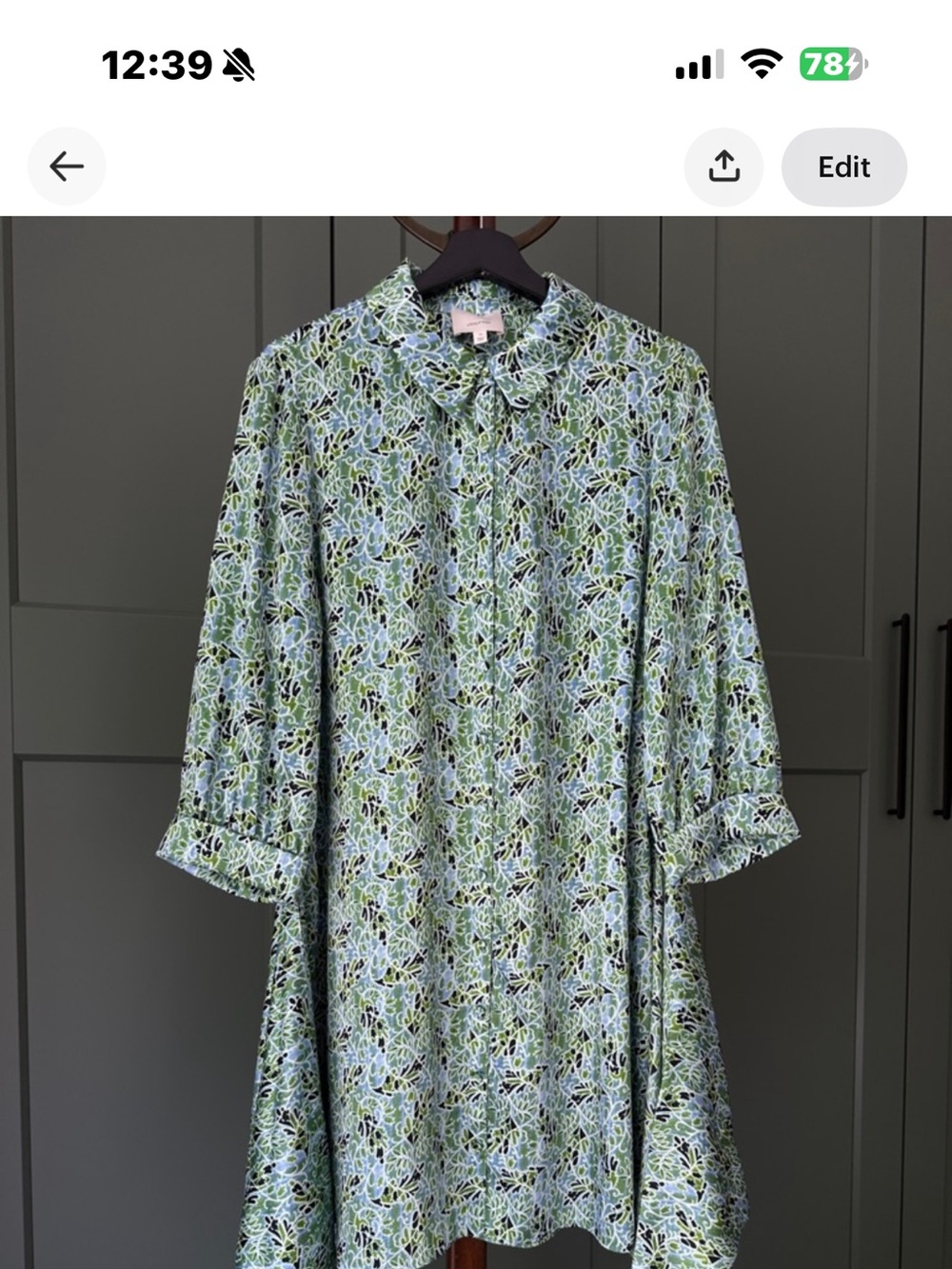 CINQ & SEPT Green and Blue Floral Long Sleeve Dress  Size 12  NWOR